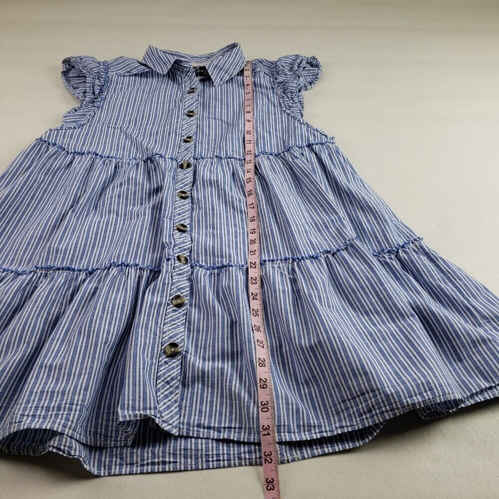 Free People Starfish Mini Shirt Dress Women Small Blue Striped Ruffle Button Up - Picture 13 of 13